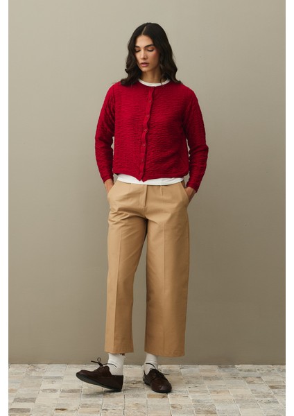 Büzgülü Viscone Hırka Kırmızı modelleri