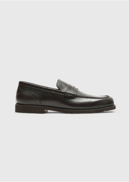 Kahverengi Deri Casual Loafer