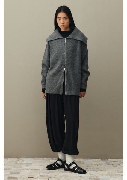 Fermuar Detaylı Hırka Antrasit