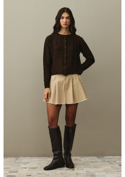 Büzgülü Viscone Hırka Kahverengi fiyatları