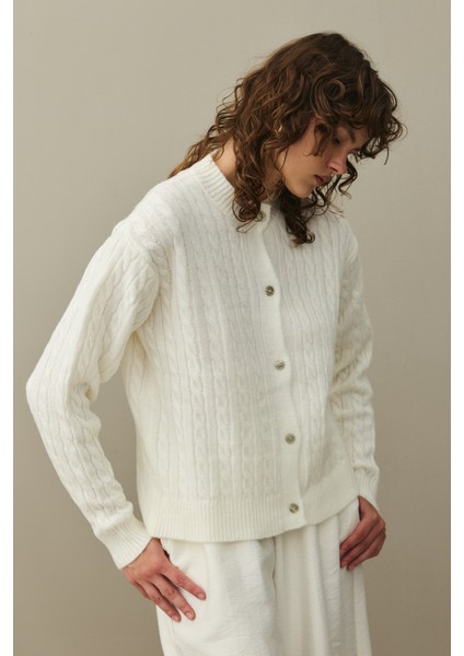 Saç Örgü Crop Hırka Ekru fiyatları