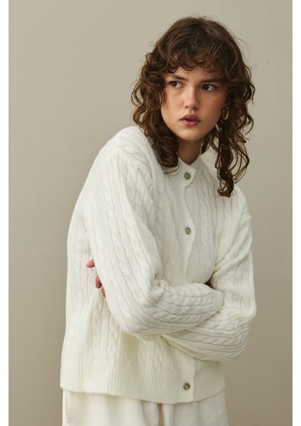 Saç Örgü Crop Hırka Ekru fırsatları