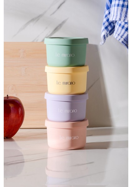 Pastel Hava Sızdırmaz Yuvarlak Silikon Saklama Kabı 150 ml | Yeşil fırsatları