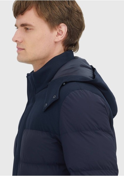 Lacivert Regular Fit Kapüşonlu Klasik Dokuma Kaban fırsatları