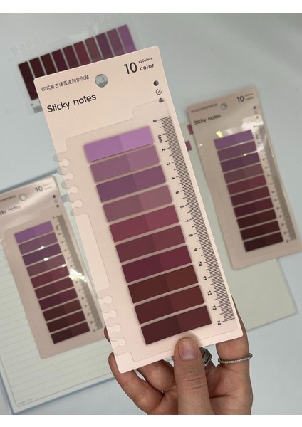 10 Renkli Cetvelli Bordo Tonları Indeks Sticker/index/postit/post-It/kitap Ayracı/not Kağıdı