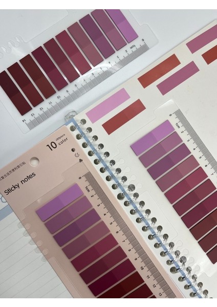 10 Renkli Cetvelli Bordo Tonları Indeks Sticker/index/postit/post-It/kitap Ayracı/not Kağıdı fiyatları