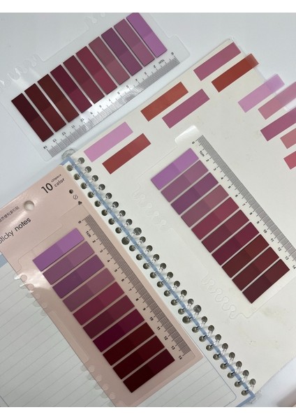 10 Renkli Cetvelli Bordo Tonları Indeks Sticker/index/postit/post-It/kitap Ayracı/not Kağıdı fırsatları