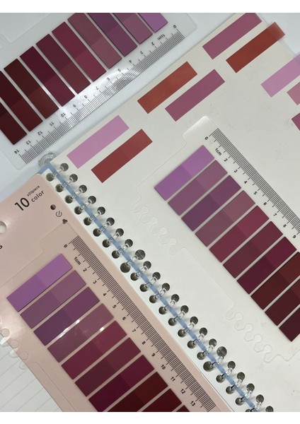 10 Renkli Cetvelli Bordo Tonları Indeks Sticker/index/postit/post-It/kitap Ayracı/not Kağıdı indirimleri