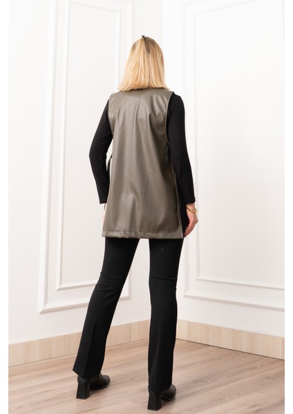 Arden Luxe Deri Şardonlu Uzun Yelek 9086 modelleri