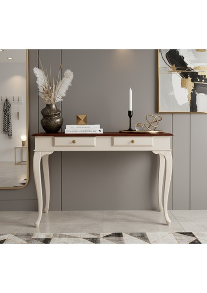 100 cm Masif Çekmeceli Lükens Krem Ceviz Dresuar