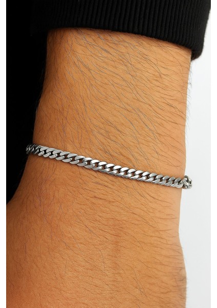 Erkek Yassı Ince Çelik Bileklik