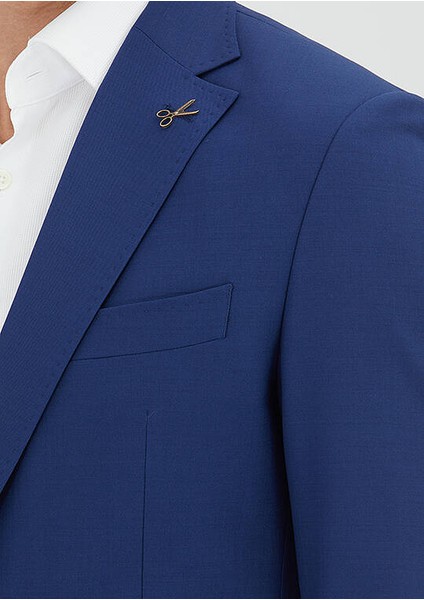 Mavi Çizgili Zeroweight Slim Fit Yün Karışımlı Takım Elbise modelleri