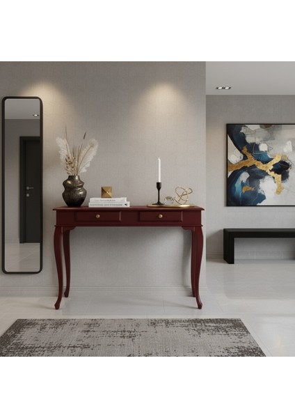 100 cm Masif Çekmeceli Lükens Bordo Dresuar