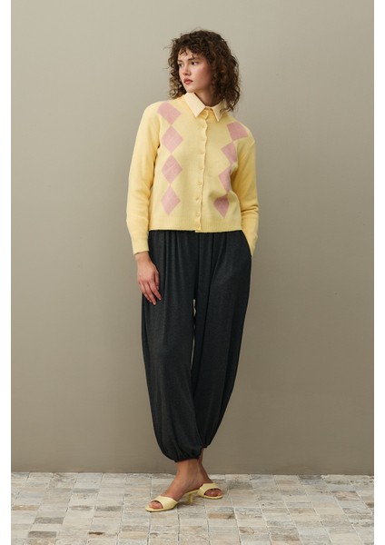 Baklava Desenli Hırka Sarı fiyatları