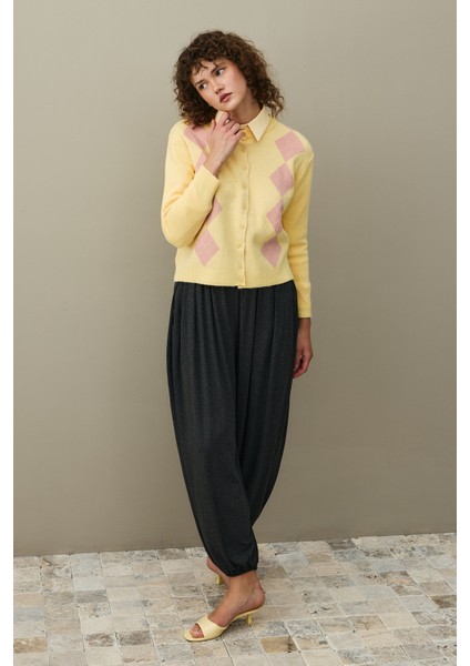 Baklava Desenli Hırka Sarı modelleri