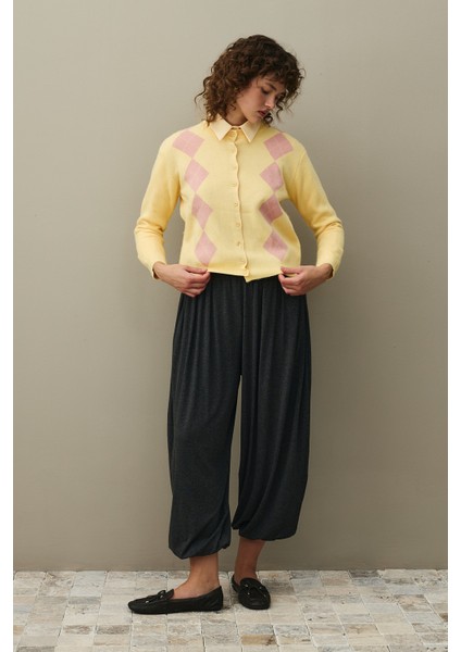 Baklava Desenli Hırka Sarı indirimleri