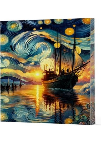 Van Gogh 2 - Gemi Çizgili Yan Boyamalı Defter