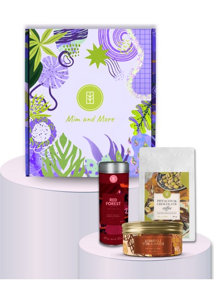 Mood Hediye Kutusu | Red Forest Tea, Pistachio & Chocolate Coffee, Kurabiyeli Türk Kahvesi Seti