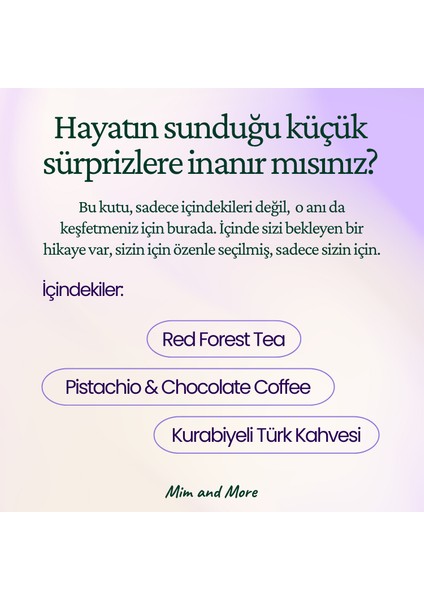 Mood Hediye Kutusu | Red Forest Tea, Pistachio & Chocolate Coffee, Kurabiyeli Türk Kahvesi Seti modelleri