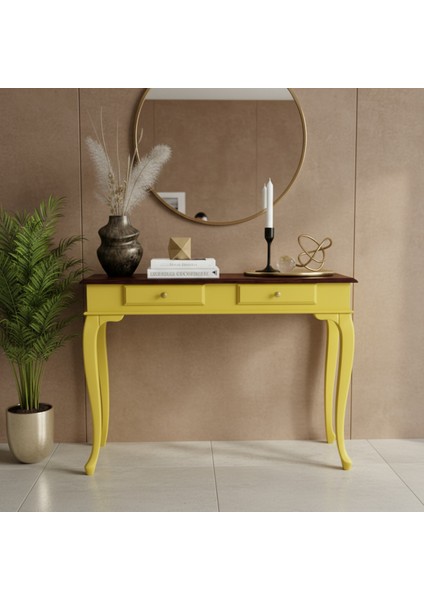 100 cm Masif Çekmeceli Lükens Sarı Ceviz Dresuar