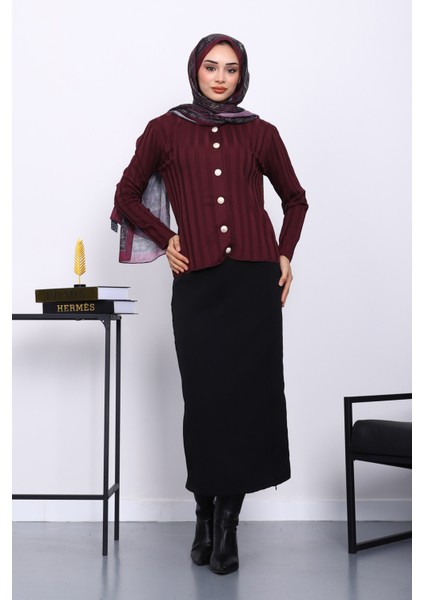 Mürdüm Soğuk İplik Düğmeli Hırka fiyatları