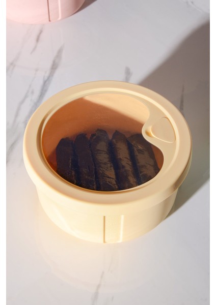 Pastel Hava Sızdırmaz Yuvarlak Silikon Saklama Kabı 600 ml | Sarı