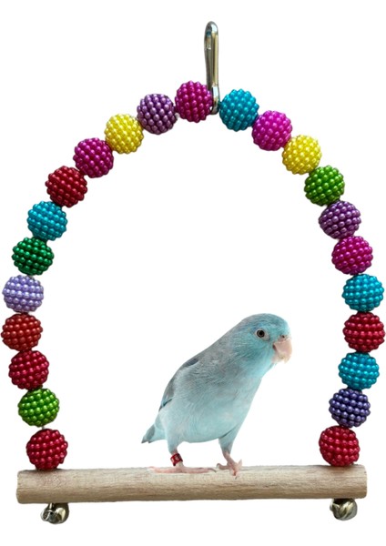 Kuş Salıncağı Muhabbet Kuşları Için Tünekli ve Çıngıraklı Salıncak Kuş Oyuncağı