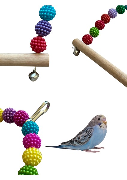 Kuş Salıncağı Muhabbet Kuşları Için Tünekli ve Çıngıraklı Salıncak Kuş Oyuncağı fırsatları