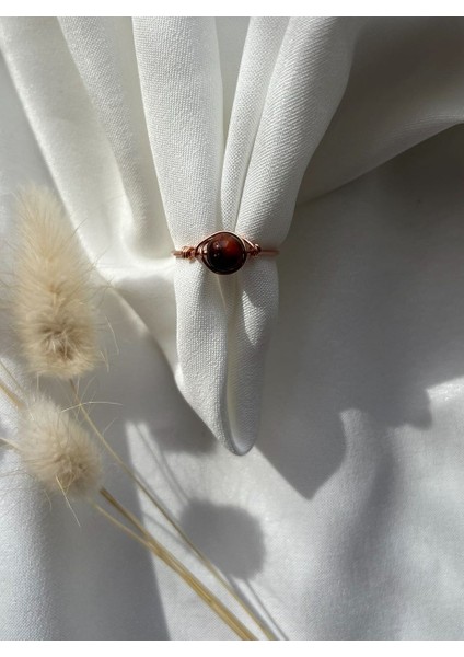 Şahingözü Taşı Ayarlanabilir Bakır Renk Tel Yüzük El Yapım