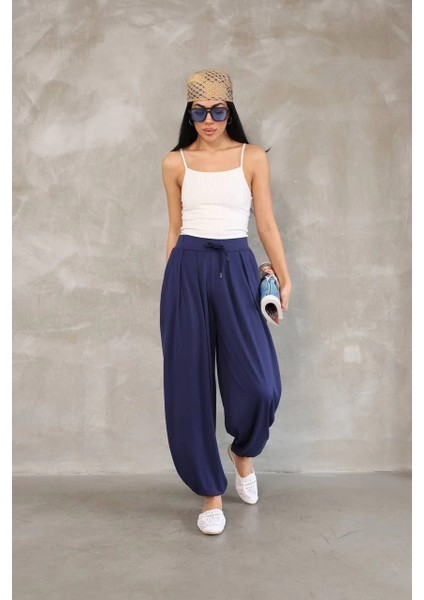 Osy Modal Yumuşak Dokulu Kumaş Şalvar Pantalon - Lacivert -Vlmr
