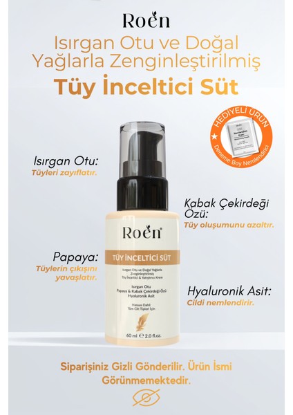 Tüy Azaltıcı, Tüy Süt, Isırgan, Papaya & Hyaluronik Asit Özlü, Nemlendirici Etkili 60 ml fiyatları