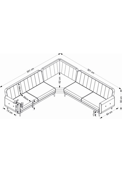 Bona 3 + L Köşe+3'lü Köşetakımı Bej Valebo-03 Ceviz Ayak indirimleri