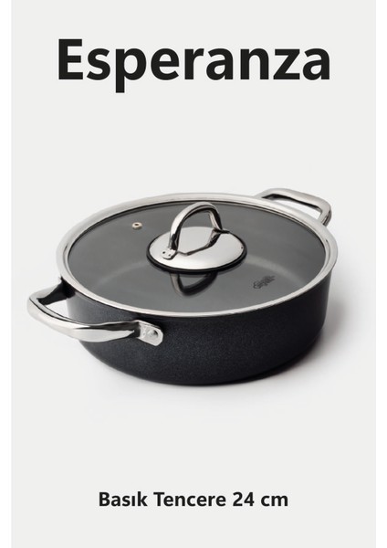 Esperanza 24 cm Basık Tencere Siyah