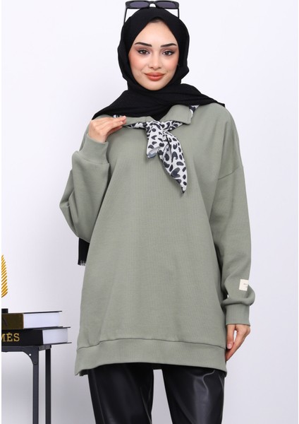 Haki Fular Detaylı Yakalı Tunik