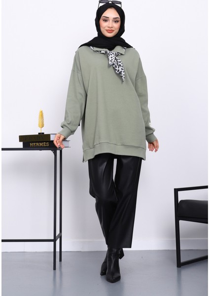 Haki Fular Detaylı Yakalı Tunik fiyatları