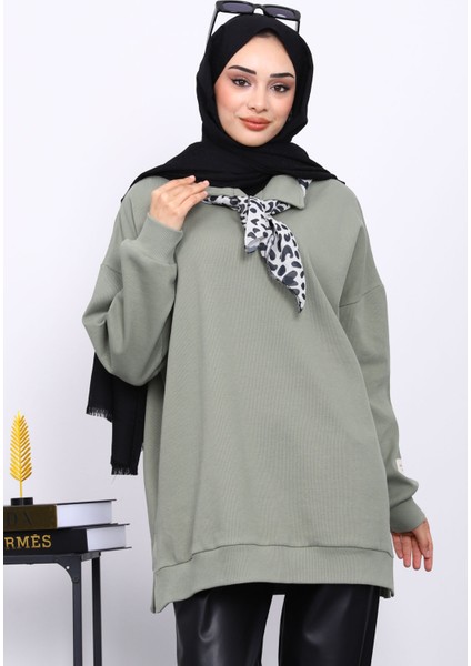 Haki Fular Detaylı Yakalı Tunik modelleri