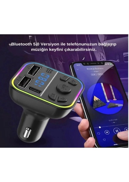 Aft-12 Bluetooth 5.0 Fm Transmitter - Hızlı Type-C Girişli Araç Şarj Adaptörü ve Mp3 Çalar modelleri