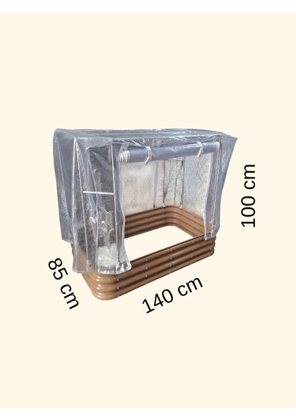 Seralı Modüler Yükseltilmiş Bahçe Yatağı Yükseltilmiş Sebze Yatağı No:7 (140X85) Gri