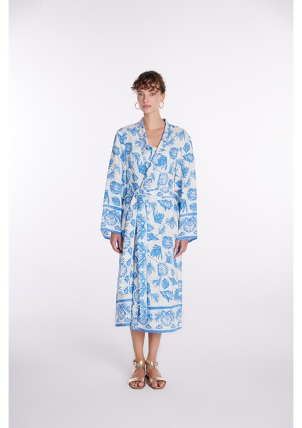 Desenli Kimono Emp.mavi 19343827000