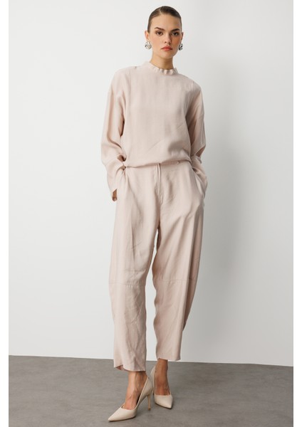 Şalvar Kesim Modal Karışımlı Bej Rengi Pantolon