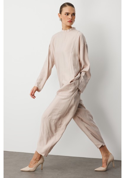 Şalvar Kesim Modal Karışımlı Bej Rengi Pantolon modelleri