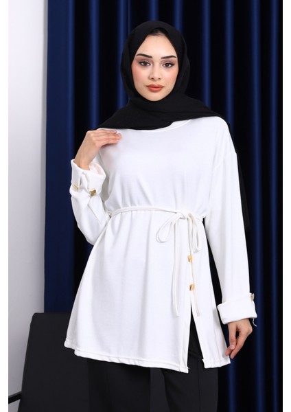 Ekru Düğme Detaylı Modal Sweat fiyatları