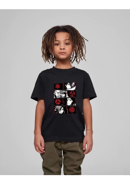 Çocuk Unisex Baskılı T-Shirt - Siyah -Vlmr