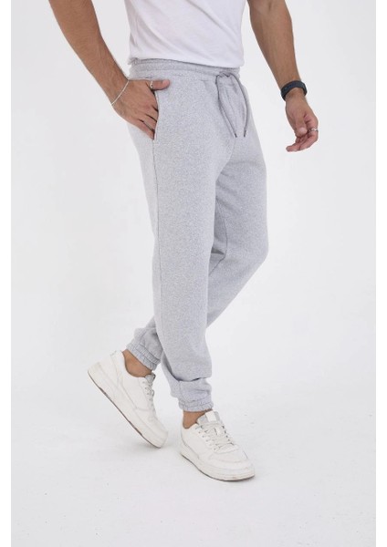 Unisex Kışlık Üç Iplik Lastikli Eşofman Pantolon - Gri -Vlmr fiyatları