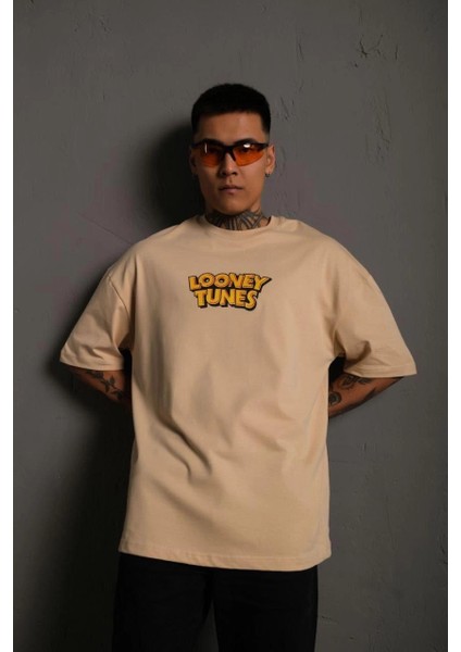 Erkek Dijital Baskılı T-Shirt - Bej -Vlmr fiyatları