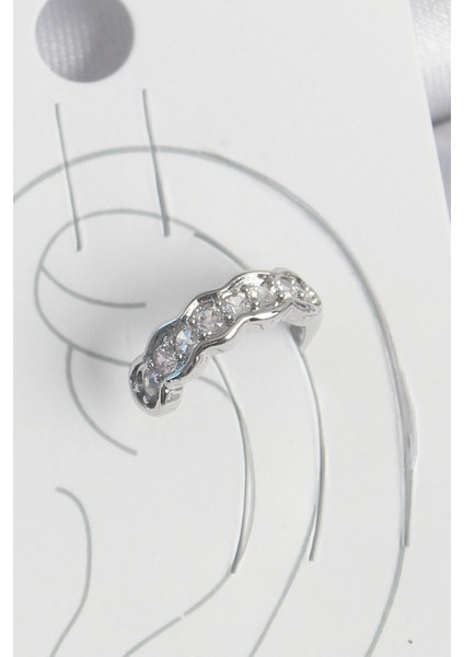 Pirinç Gümüş Renk Zirkon Taşlı Kıkırdak Model Kadın Küpe fiyatları