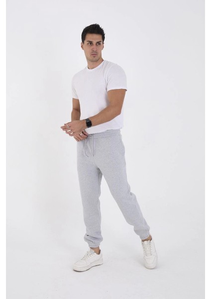 Unisex Kışlık Üç Iplik Lastikli Eşofman Pantolon - Gri -Vlmr fırsatları