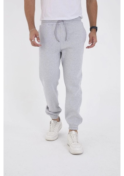 Unisex Kışlık Üç Iplik Lastikli Eşofman Pantolon - Gri -Vlmr indirimleri