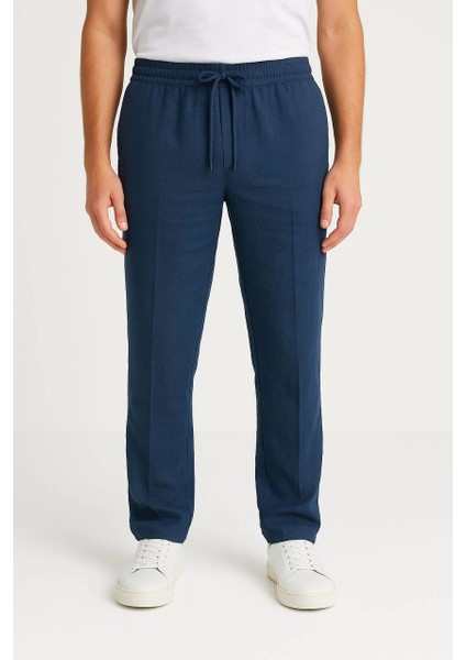 Erkek Keten Pantolon - Lacivert -Vlmr fırsatları