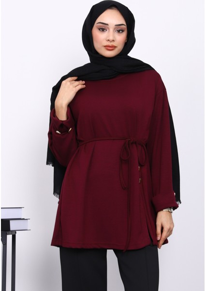 Mürdüm Düğme Detaylı Modal Sweat